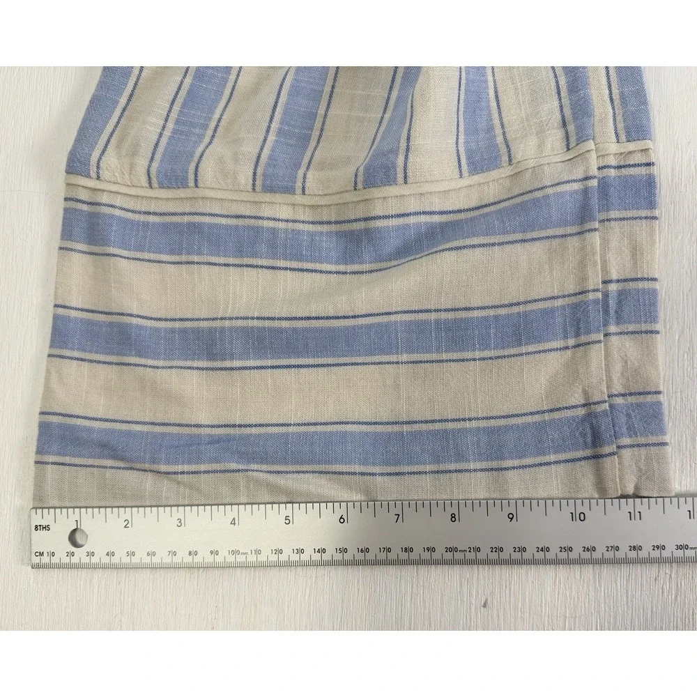 H&M DIVIDED Coastal Blue White Striped Linen Blend Wide Leg‎ Pants Women's Small